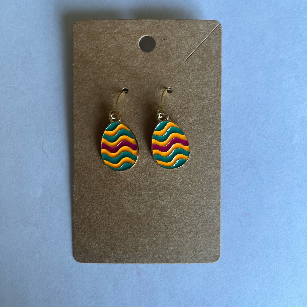 2/$15- Easter Egg Colourful Hanging Earrings Handmade
